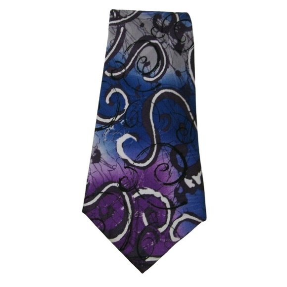 Men's Necktie J Garcia Tie Another Butterfly Purple Grey Blue 100% Silk - Picture 1 of 3